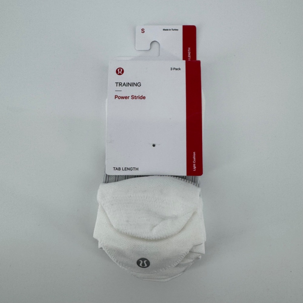 Lululemon‎ Power Stride Tab Socks 3-Pack White Small LW9DDFS Training Running